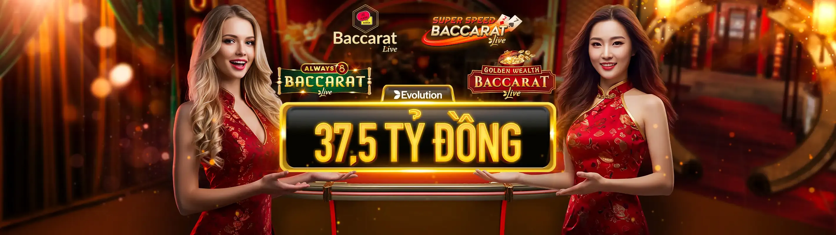 Hình ảnh Casino Trực Tuyến M88 với người chia bài và bàn chơi